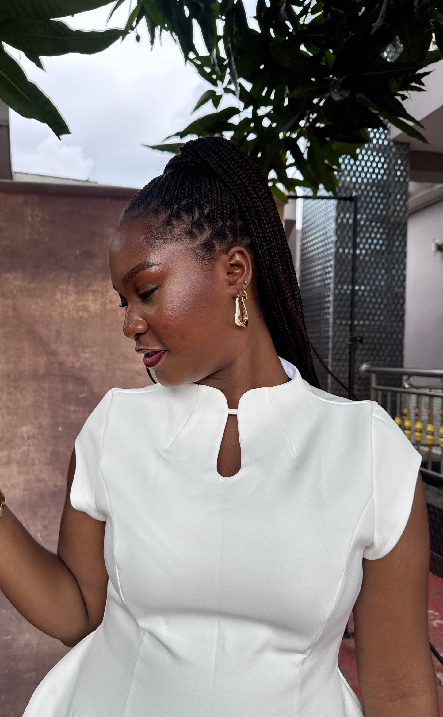 Mel White Structured Dress