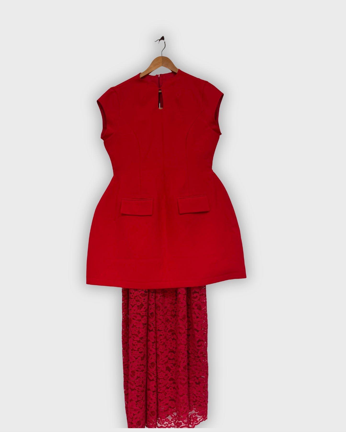 Fiona Lace Maxi Over/Under Skirt (Red & Black)