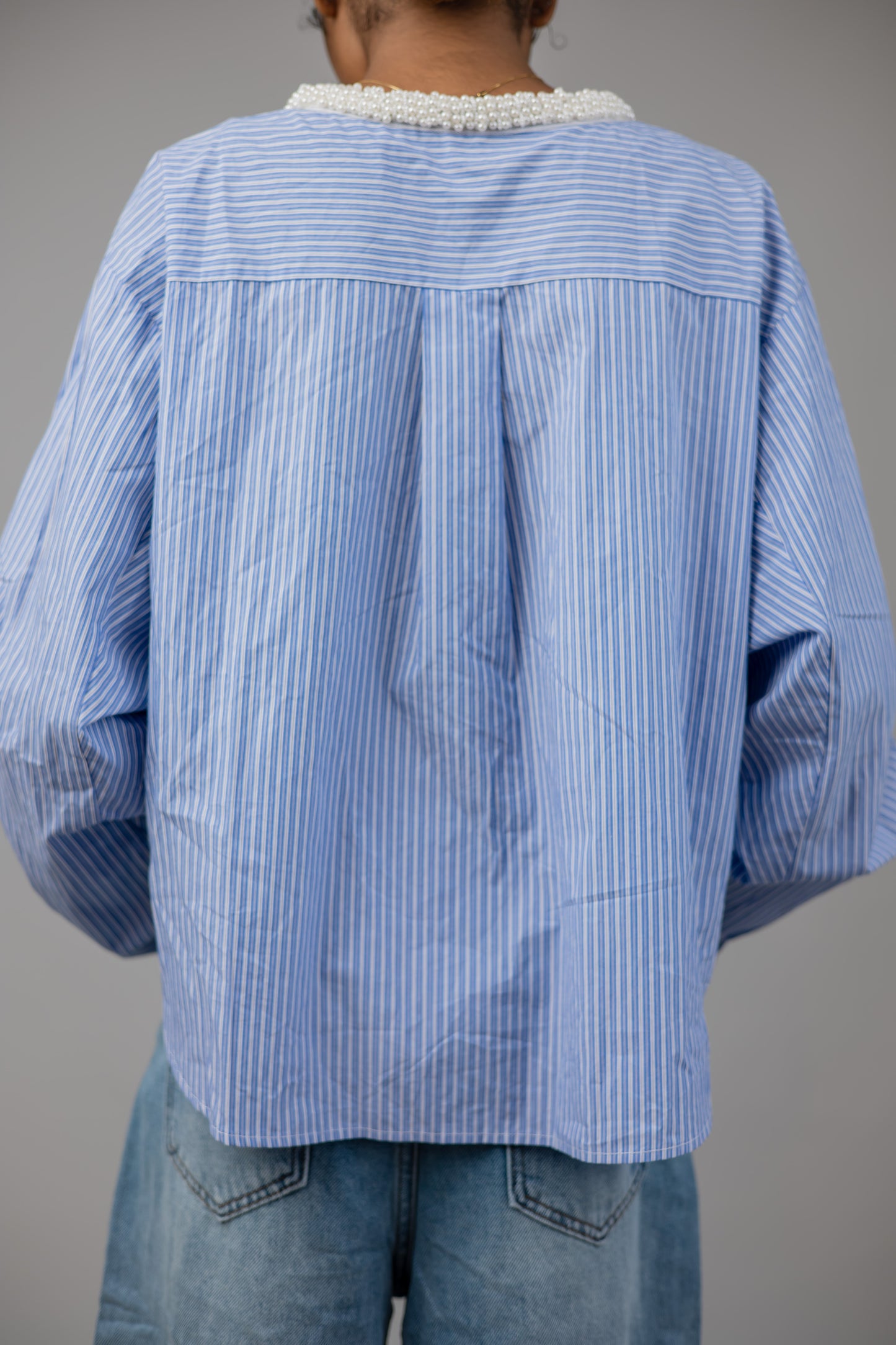 Striped Cotton Shirt with pearls