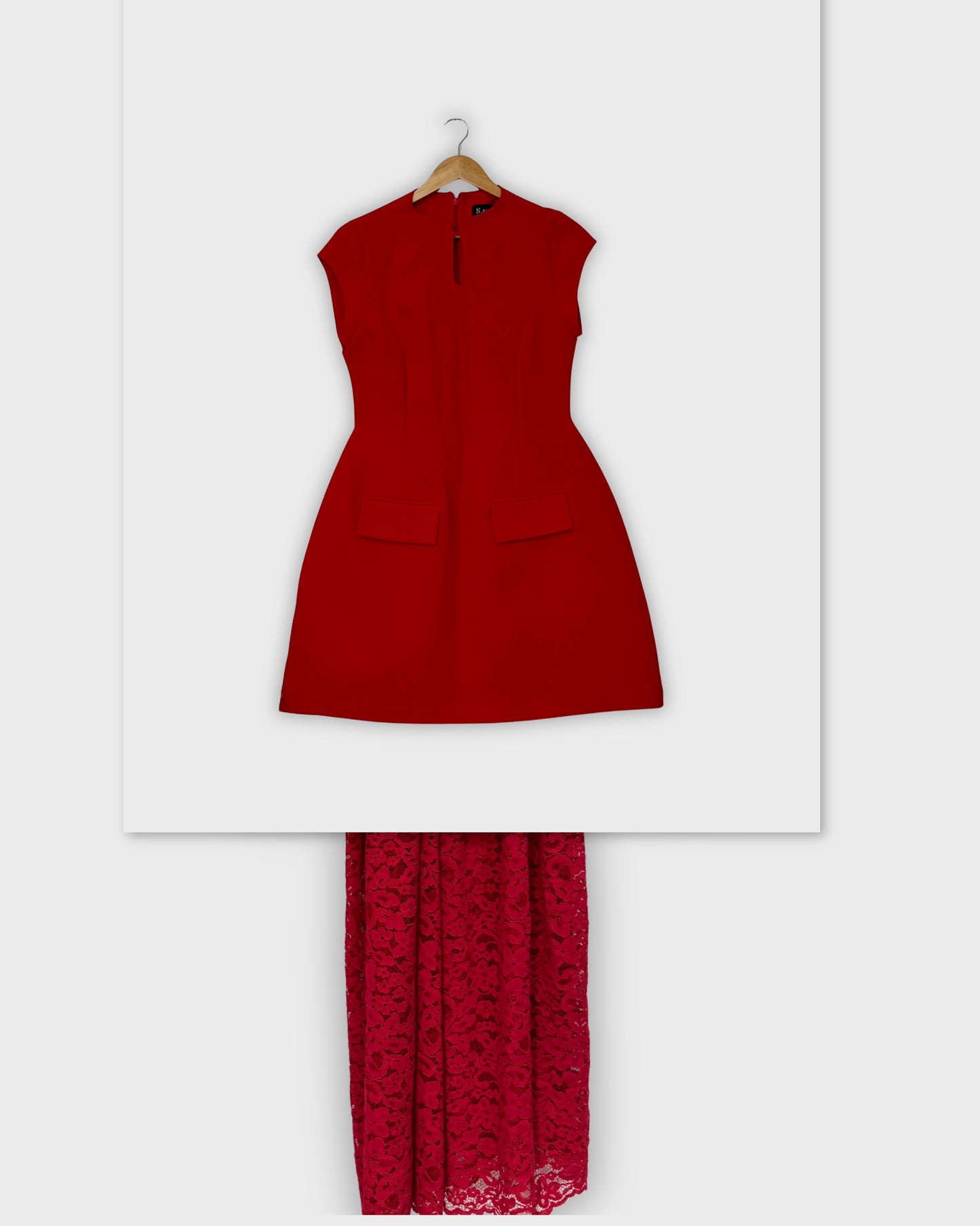 Fiona Lace Maxi Over/Under Skirt (Red & Black)
