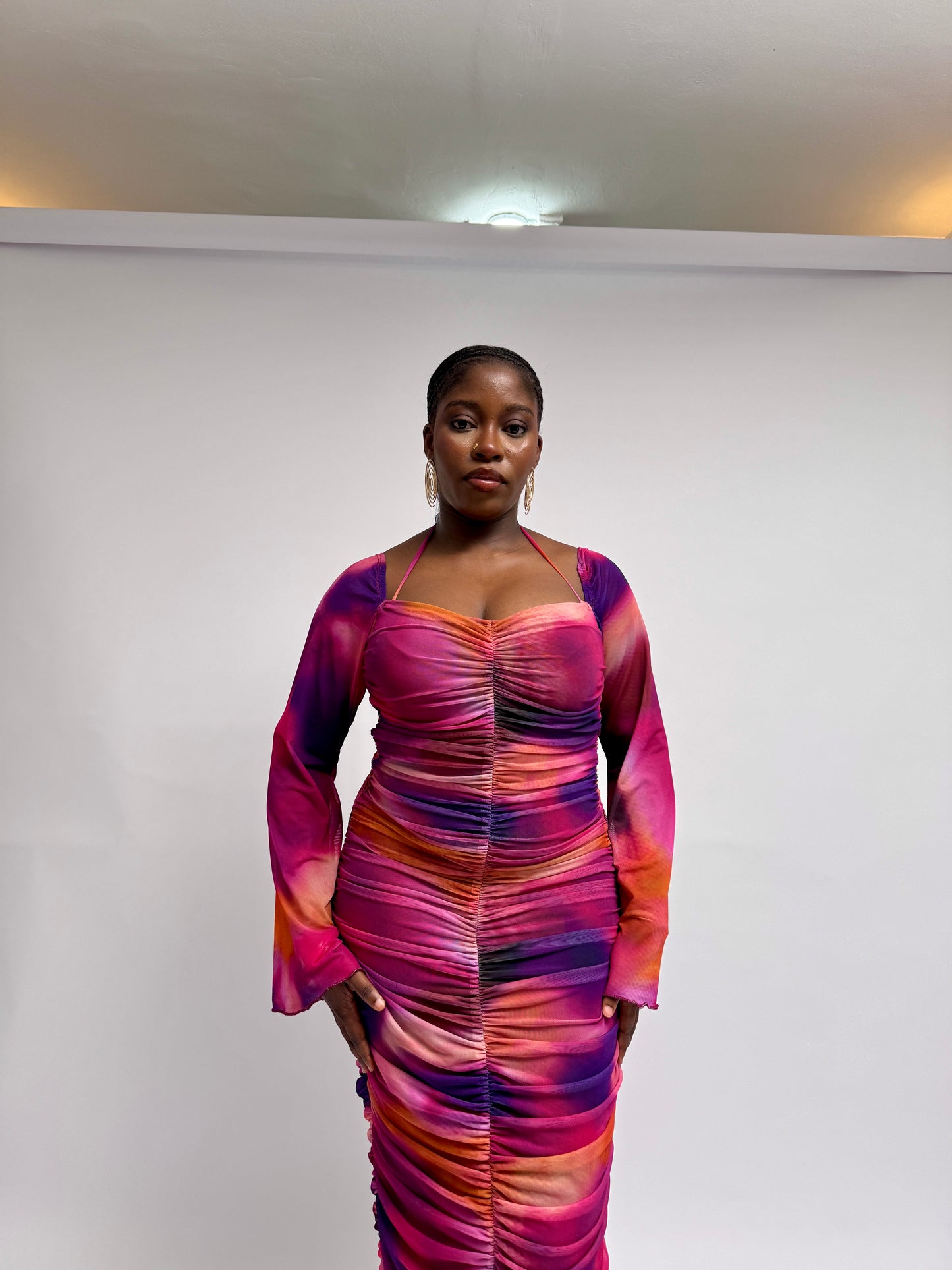 Elora Dress in Sunset Pink