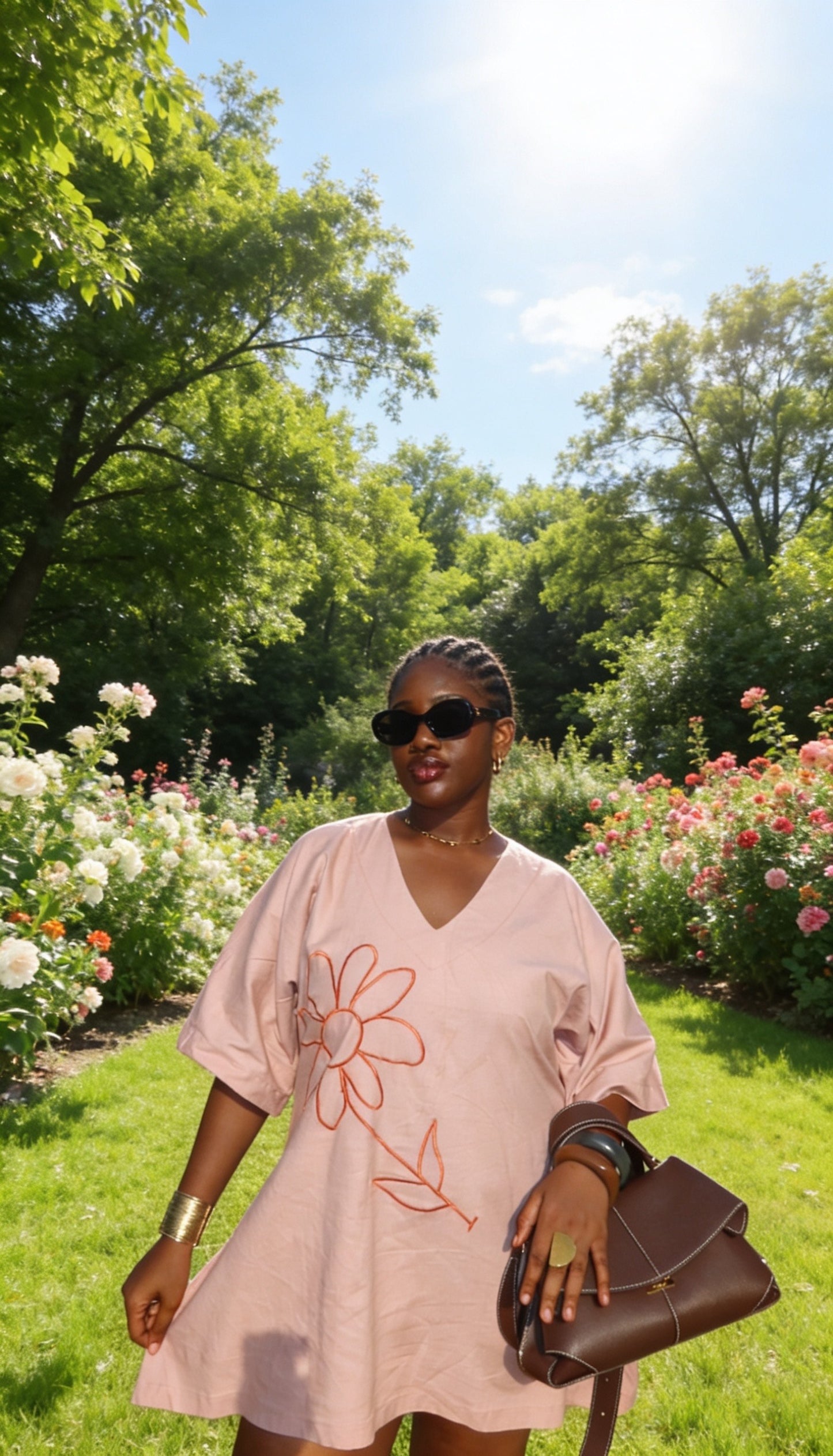 Soli Linen Embroidered Dress
