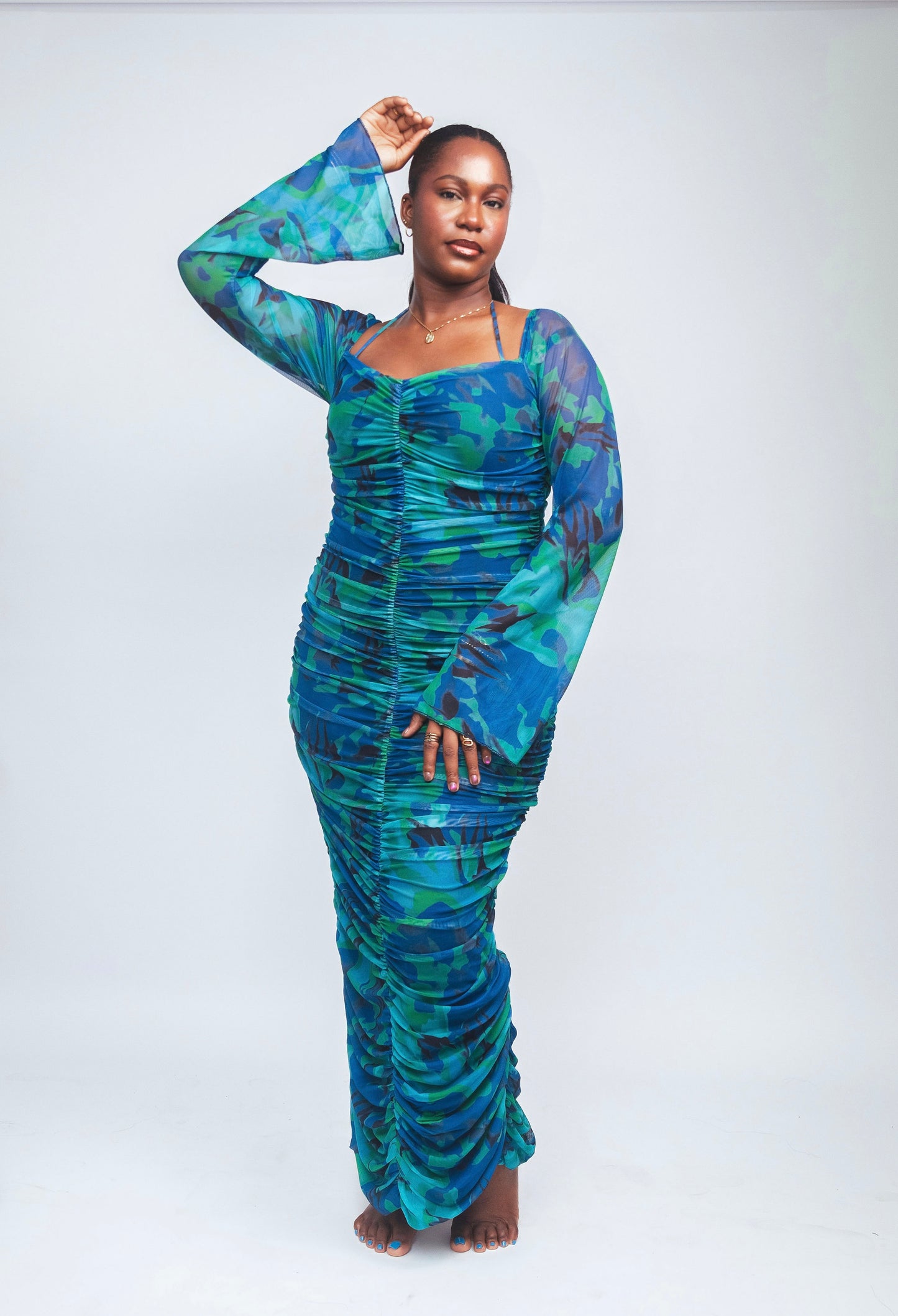 Elora Dress in Ocean Blue