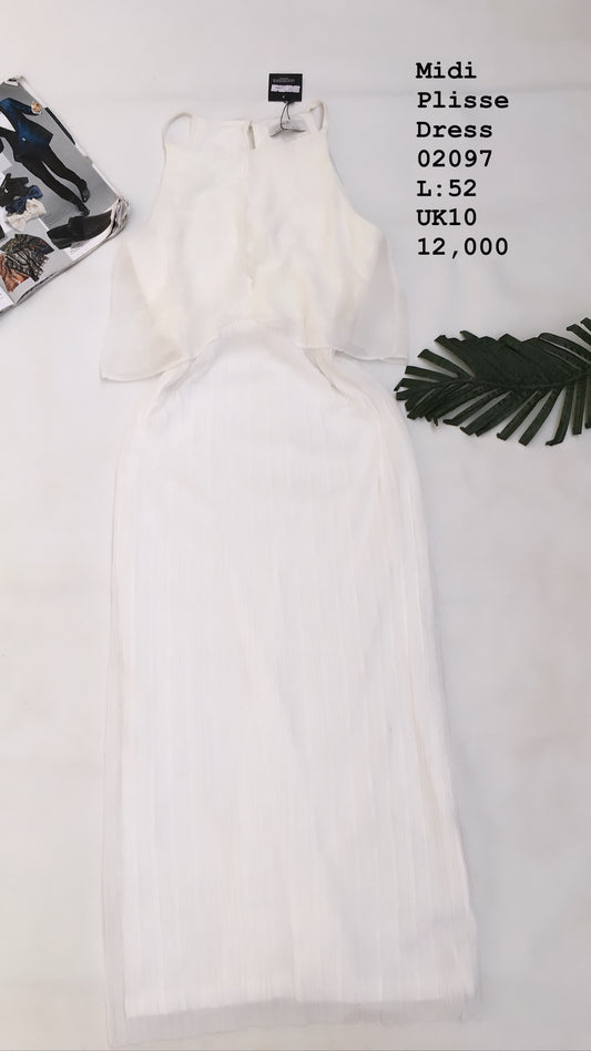 White Midi plisse dress