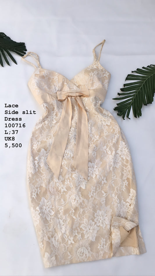 Lace side slit dress
