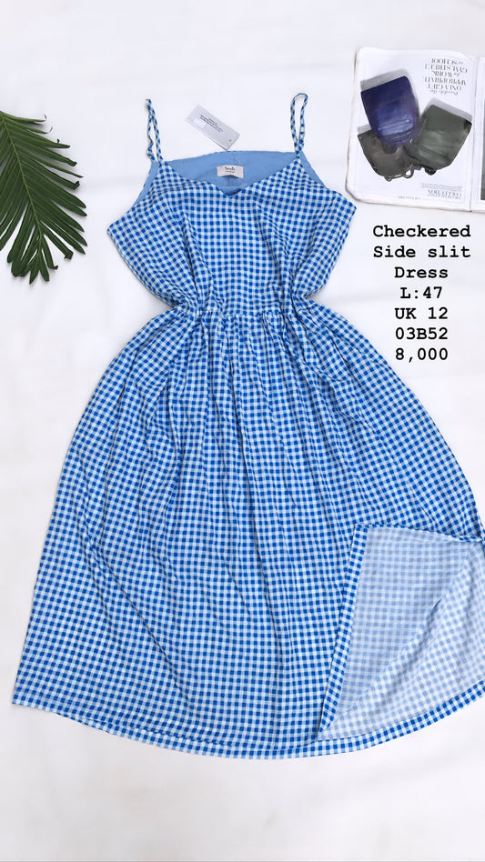 Checkered side slit dress