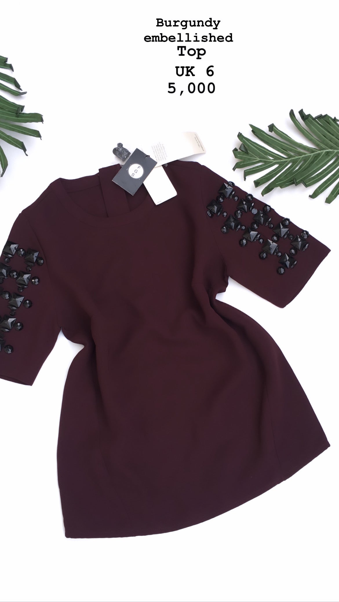 Burgundy embellished top