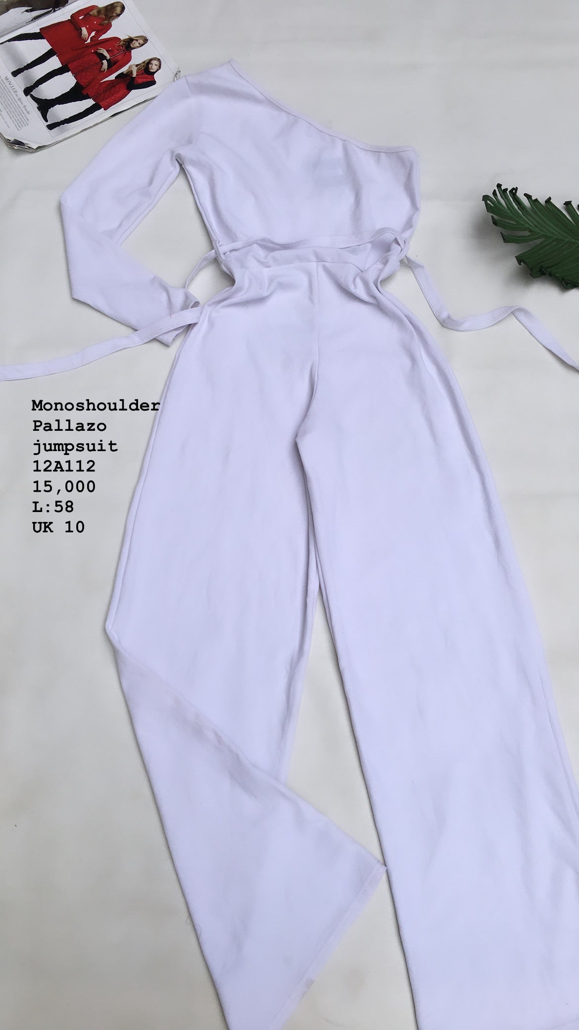 White Monoshoulder Pallazo jumpsuit