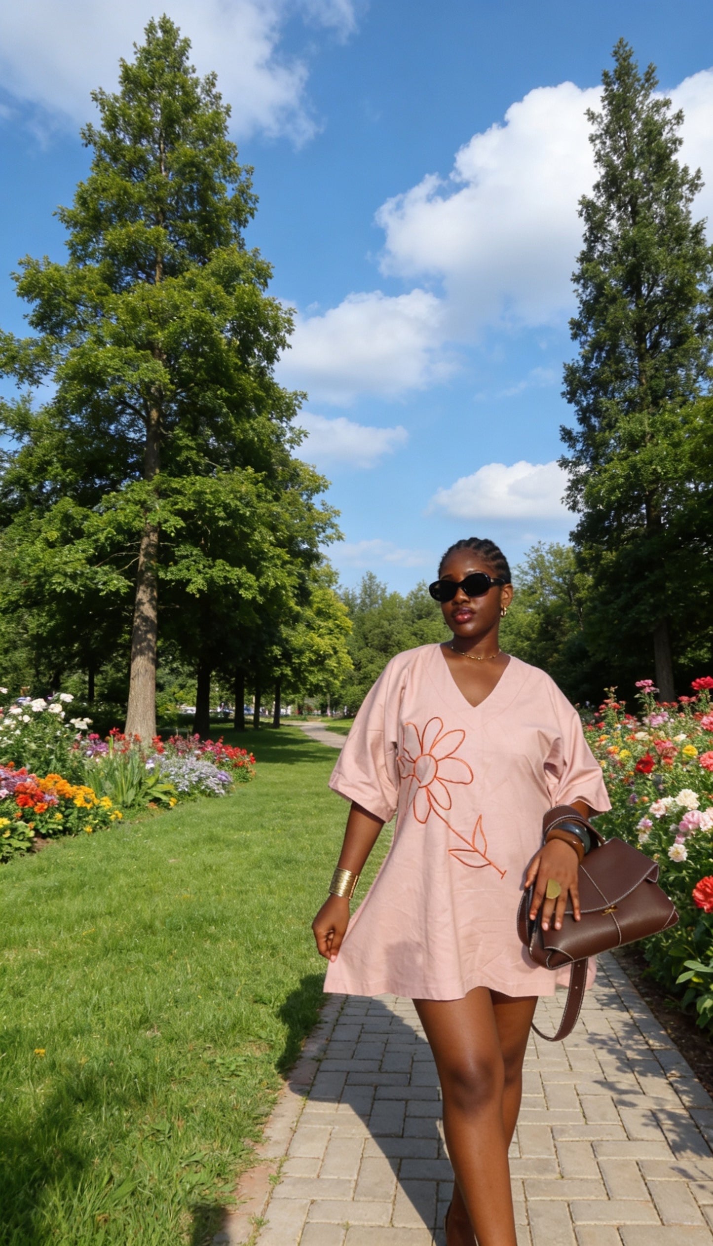 Soli Linen Embroidered Dress