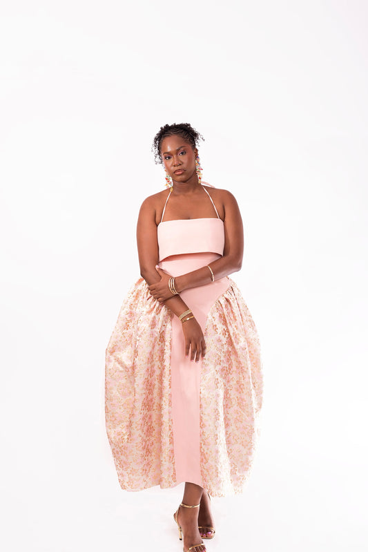 Bloom Damask Dress - Blush