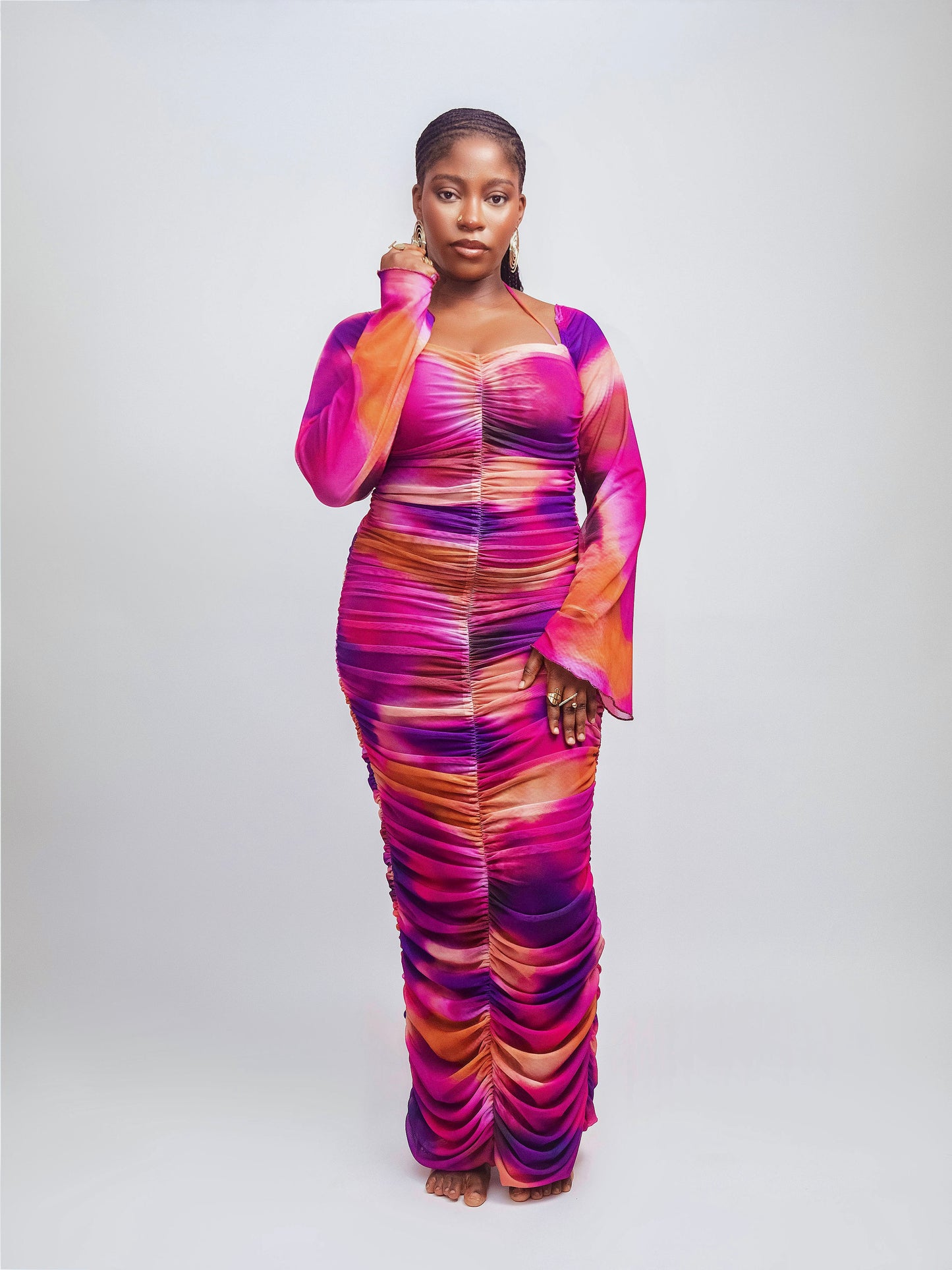 Elora Dress in Sunset Pink