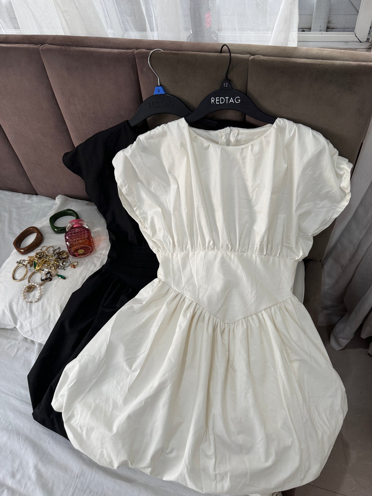 Mini Bubble Dress (White, Black, Beige)