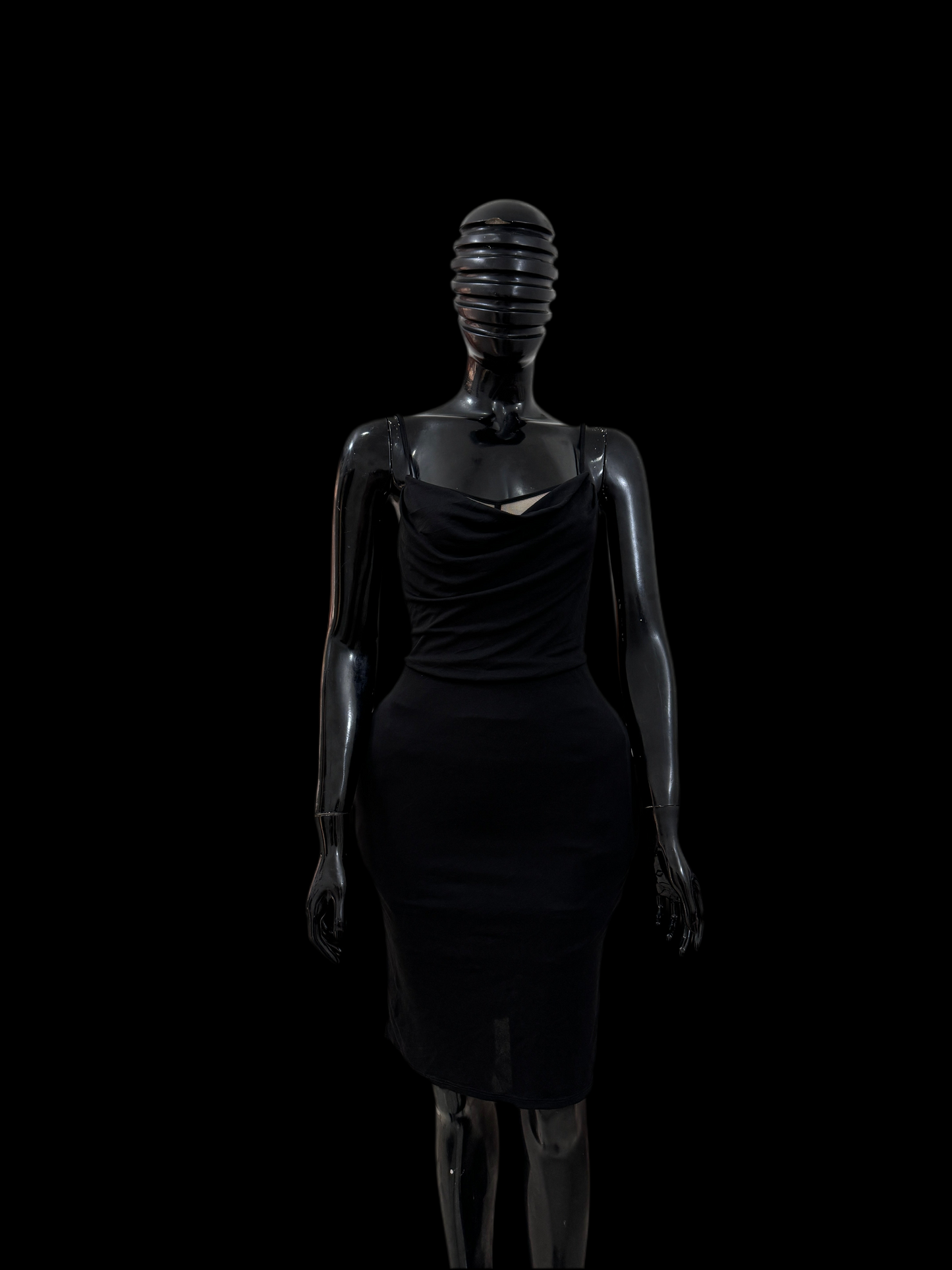 Cowl neck side slit dress