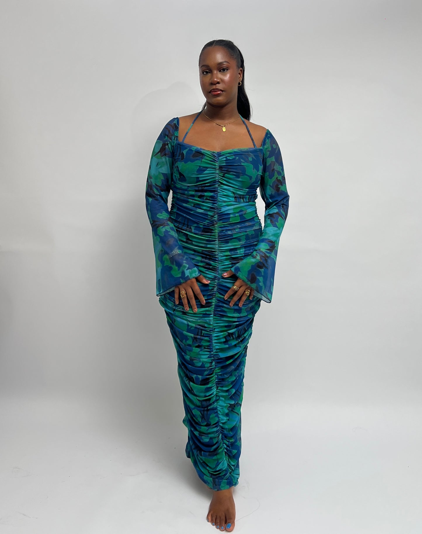 Elora Dress in Ocean Blue