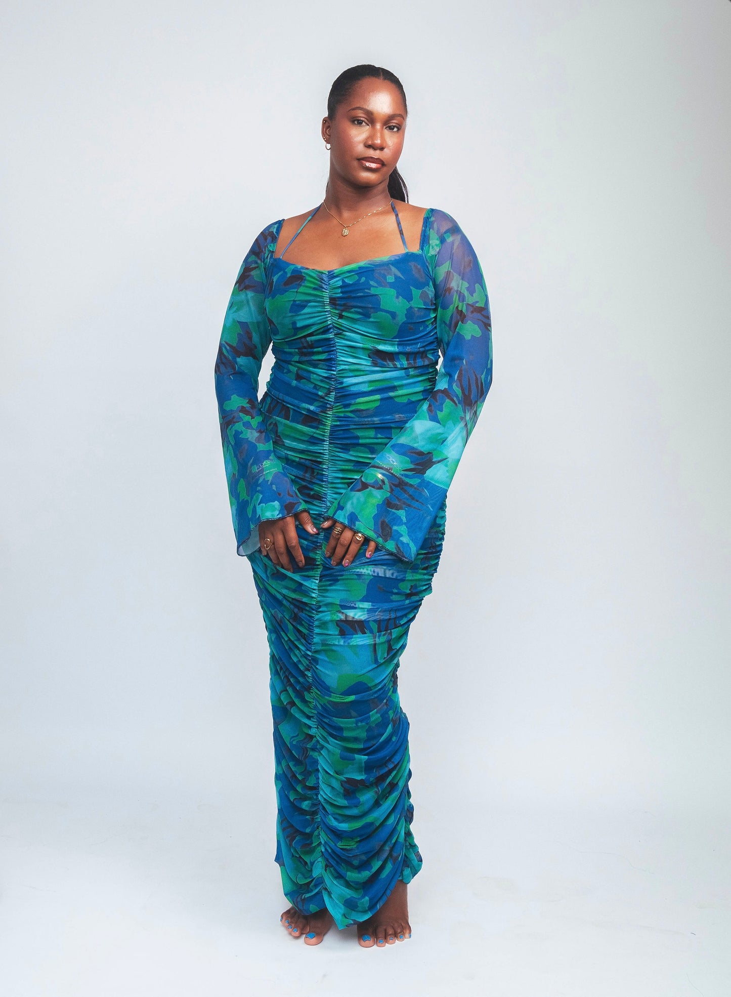 Elora Dress in Ocean Blue