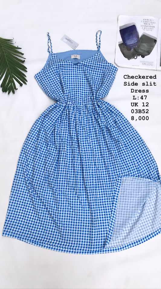 Side slit checkered dress