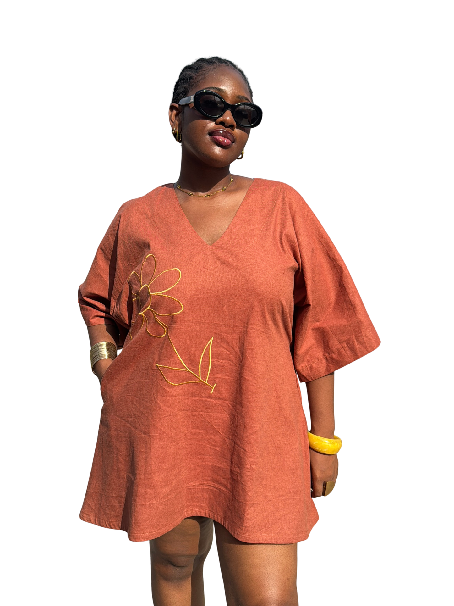 Soli Linen Embroidered Dress