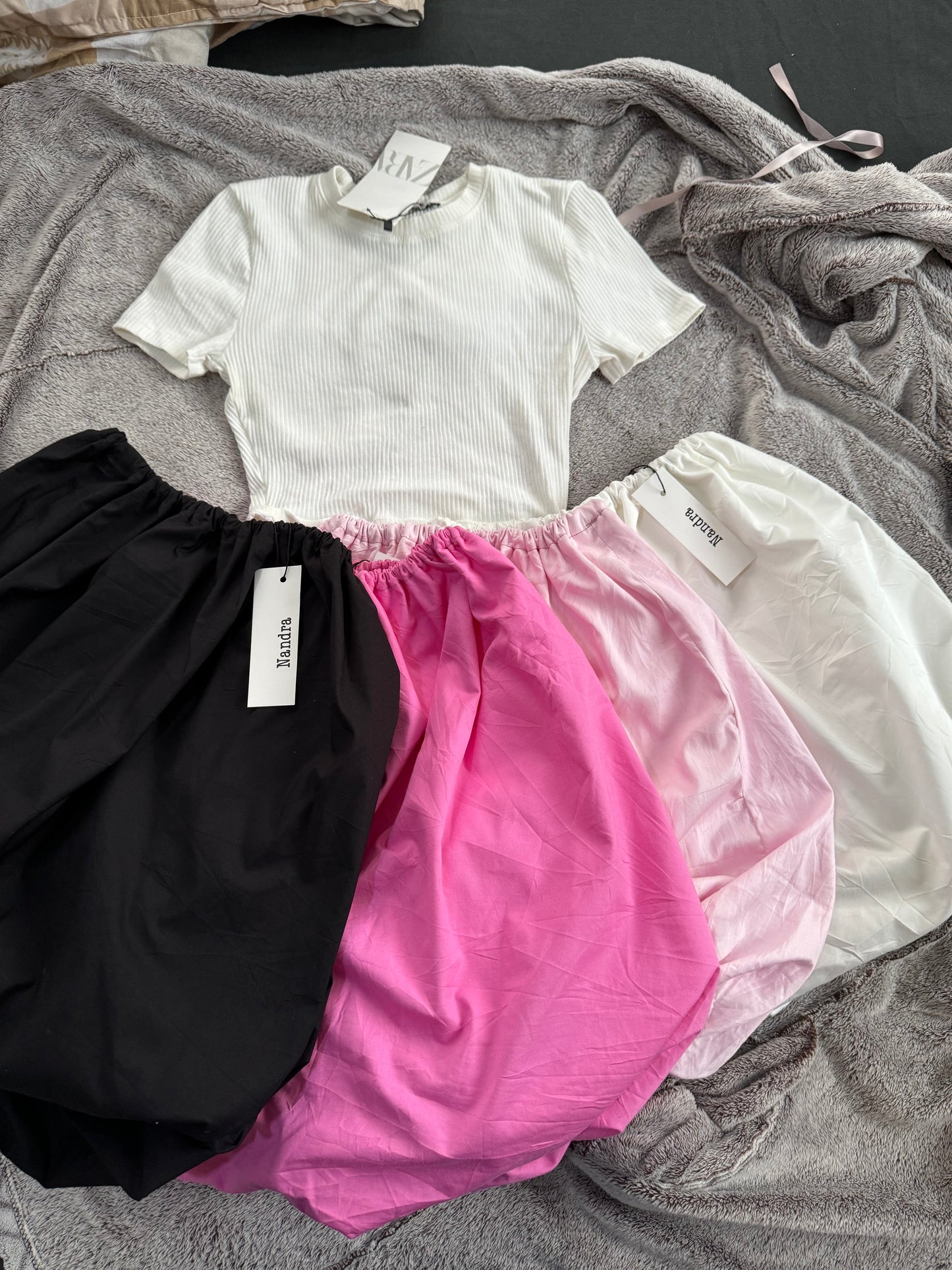 Bubble Skirt (Black, White, Baby Pink, Rose Pink)