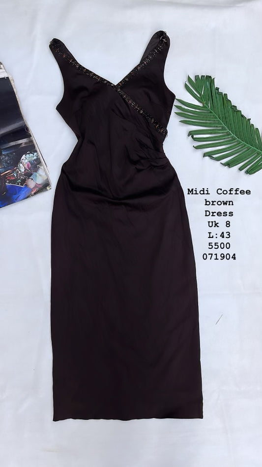 Midi coffee brown dress